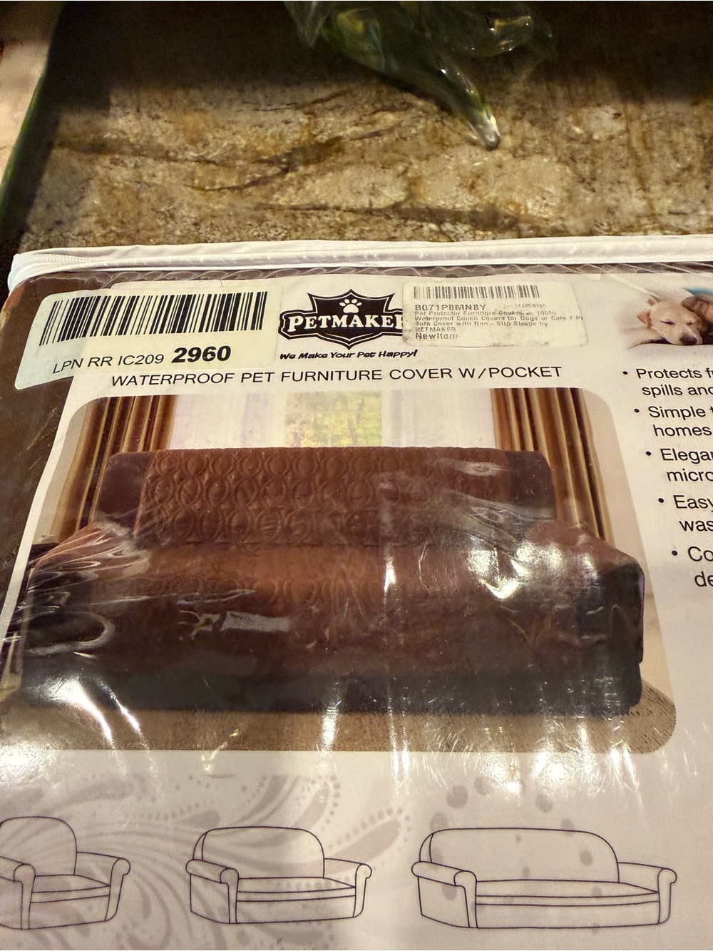 Petmaker Waterproof Quilted Brown Pet Furniture Cover with Pocket